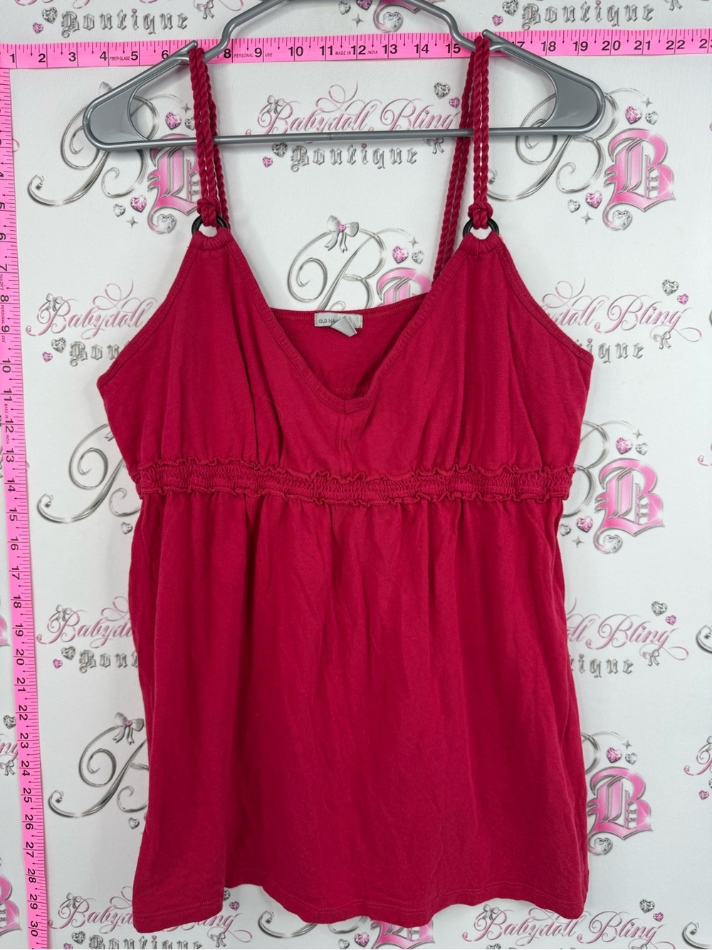 Old Navy tank top braided straps red pink Fuchsia Braided-Strap Tank Top